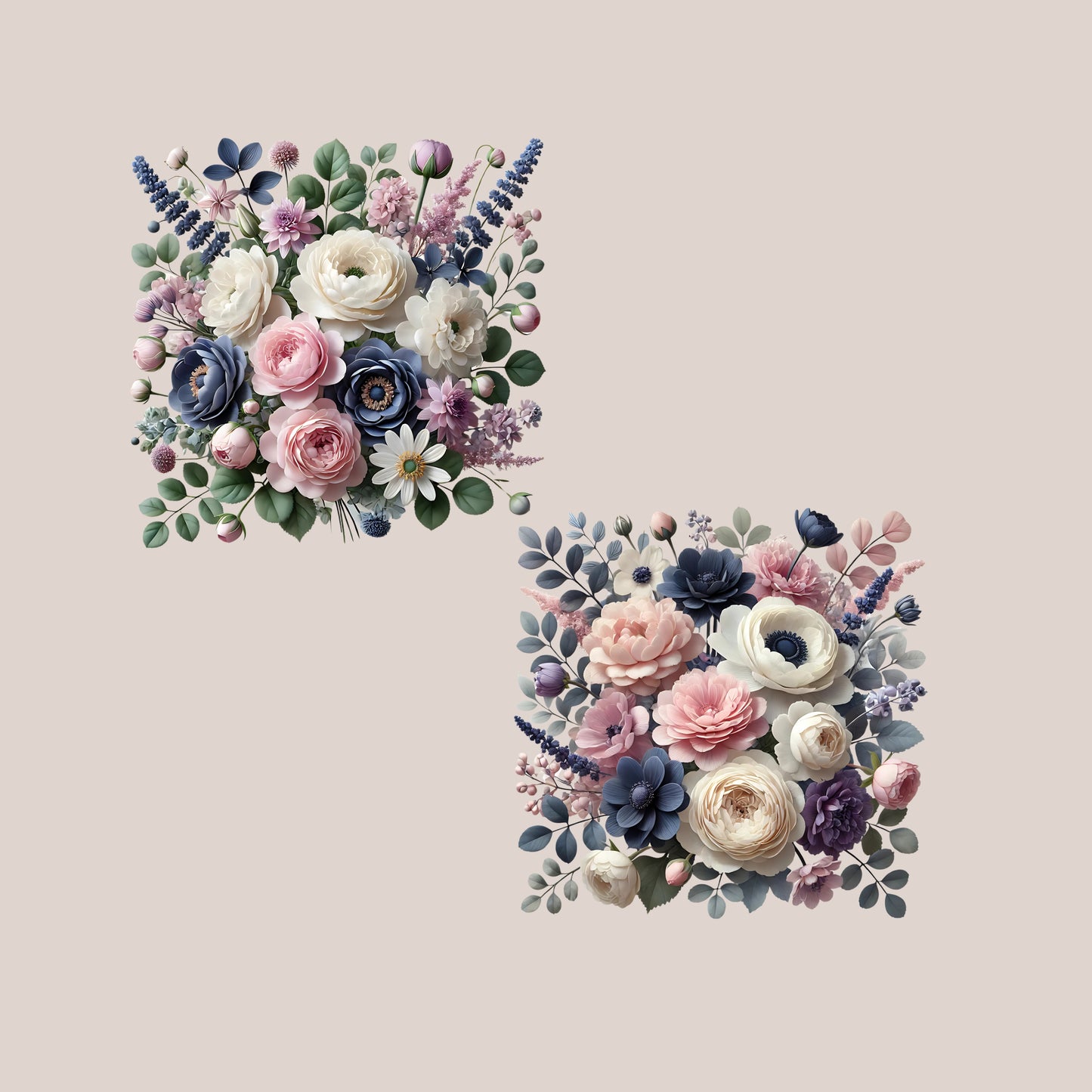 3D Floral PNG Clipart – Digital Download (6 Pieces)