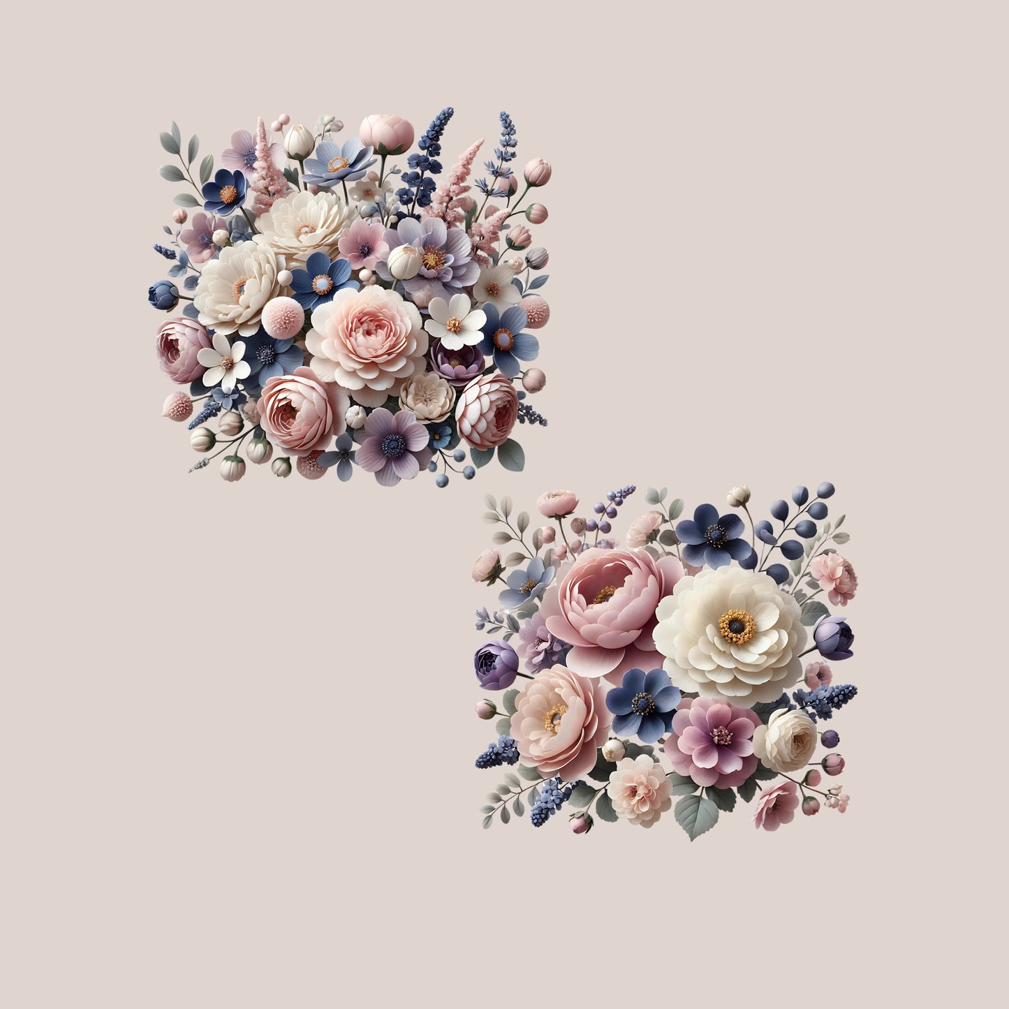 3D Floral PNG Clipart – Digital Download (6 Pieces)