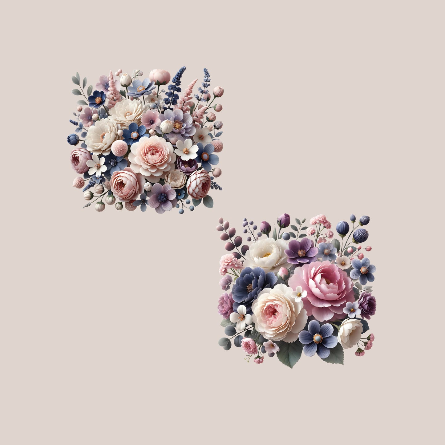3D Floral PNG Clipart – Digital Download (6 Pieces)